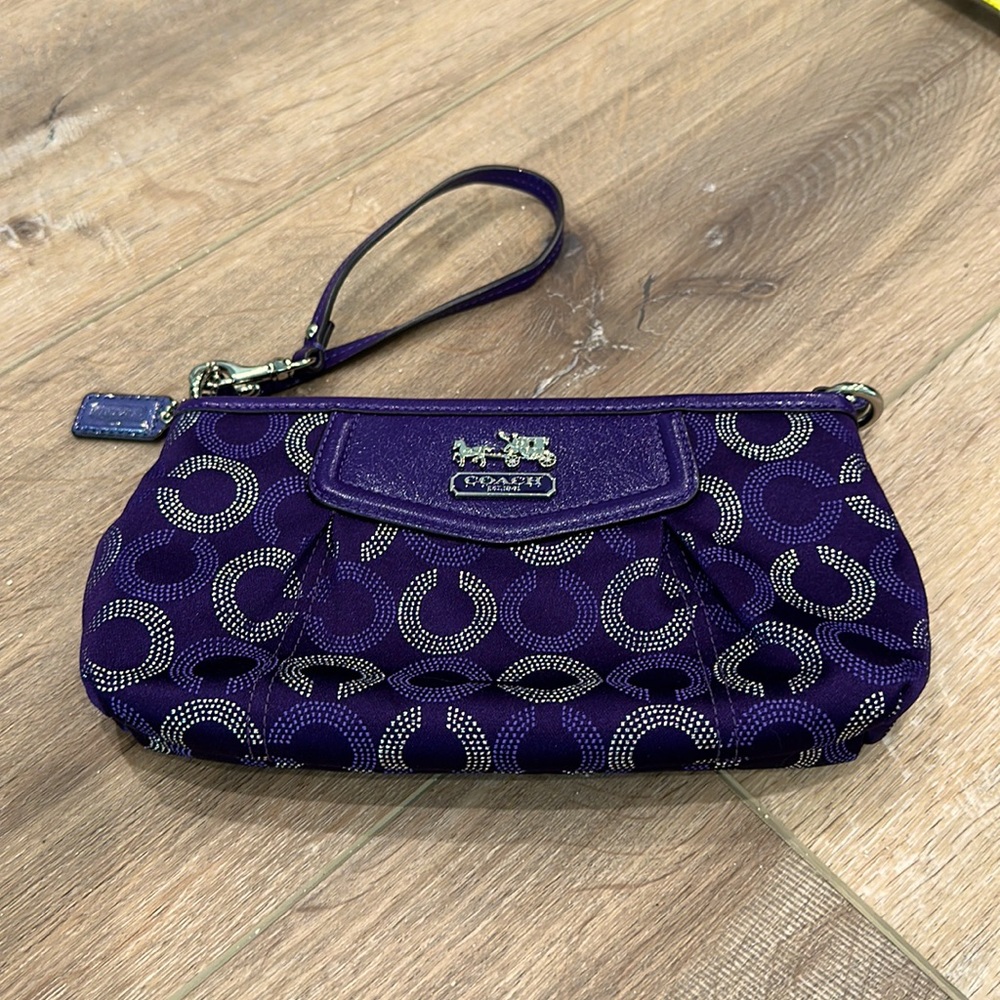 Coach purple wristlet mini purse